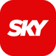 Logo da SKY, representado por um quadrado vermelho de pontas arredondadas e com a palavra SKY dentro